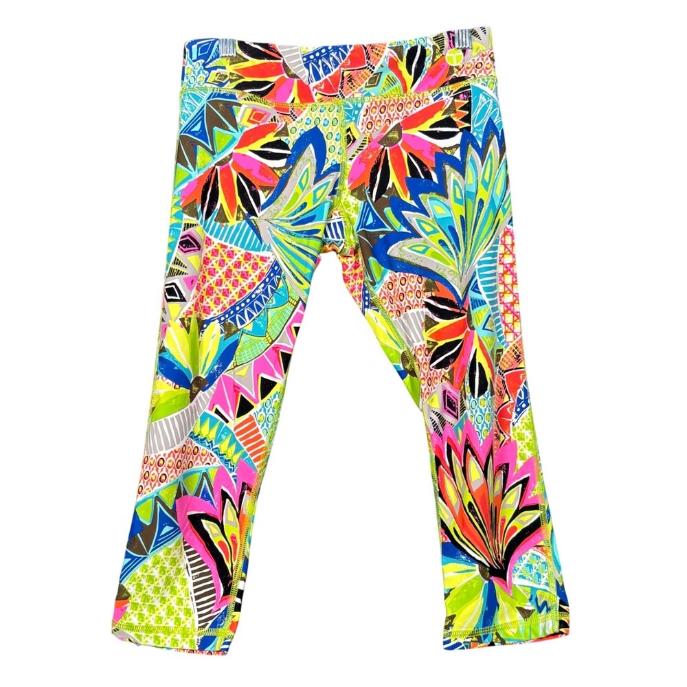Trina Turk Womens Abstract Floral Capri Leggings Multicolor Size Small